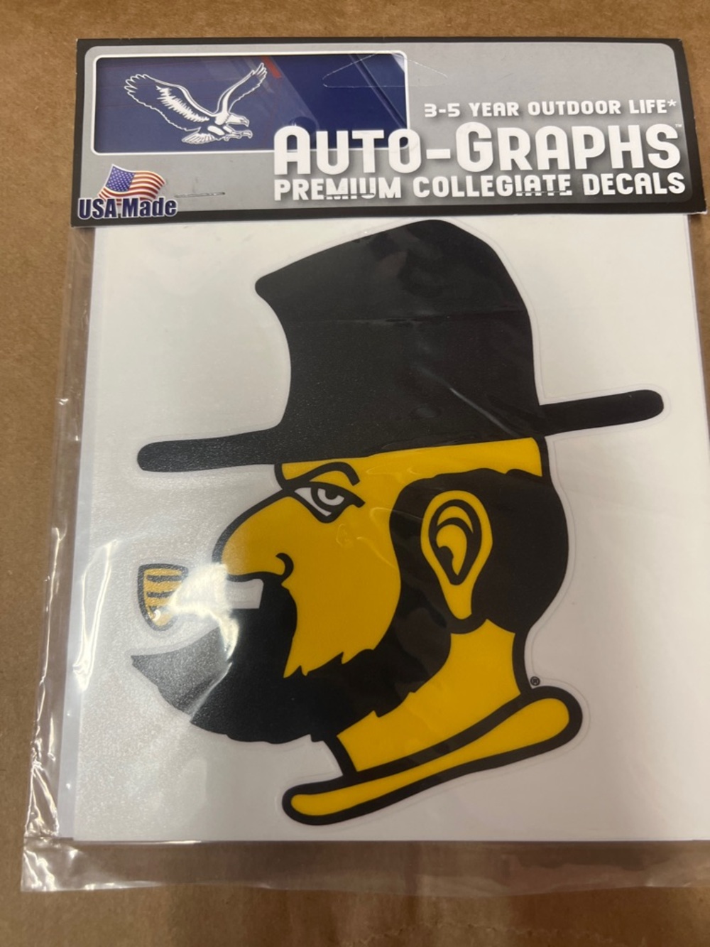 Vintage Collegiate Auto-Graph Decal - Black & Yellow Mascot